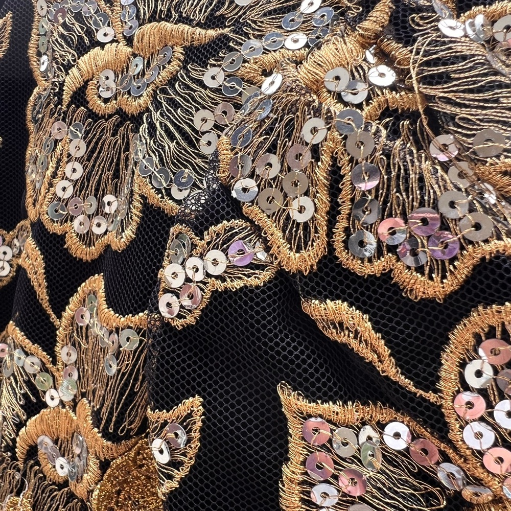 Jessica McClintock Black Jacket with Gold Embroidery size 6 - Picture 6 of 15